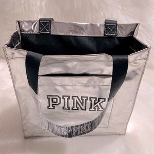 Victoria’s Secret Metallic Silver Shopping Bag NWT Excellent Condition